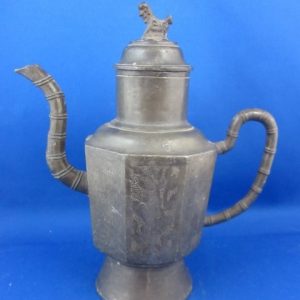 Antique Qing period Chinese pewter tea or wine pot - 19th century - marked